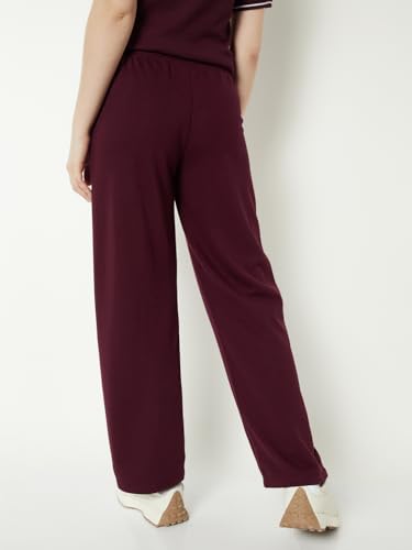 Image of Max Women Loose Mid Rise Solid Athleisure Track Pants