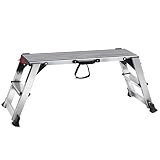 GSJNHY Escalera Plegable Plataforma de Trabajo Plegable, Capacidad de Carga de 660 Libras, Taburete de Aluminio for Paneles de Yeso, Banco con Escalera con pies Antideslizantes for Lavar vehículos