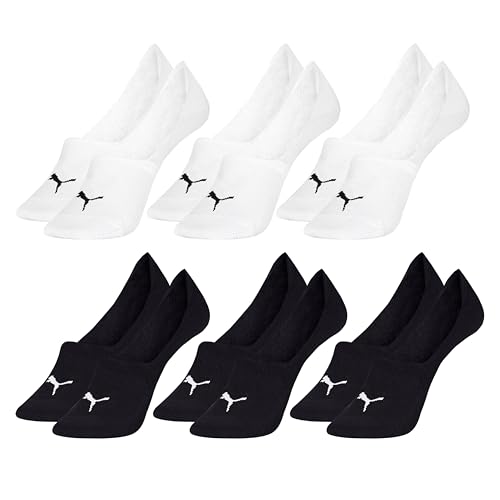PUMA Kit 6 Pares Meias Super Invisível Sapatilha Esportiva Masculino Adulto, 3 Branco - 3 Preto, 39-