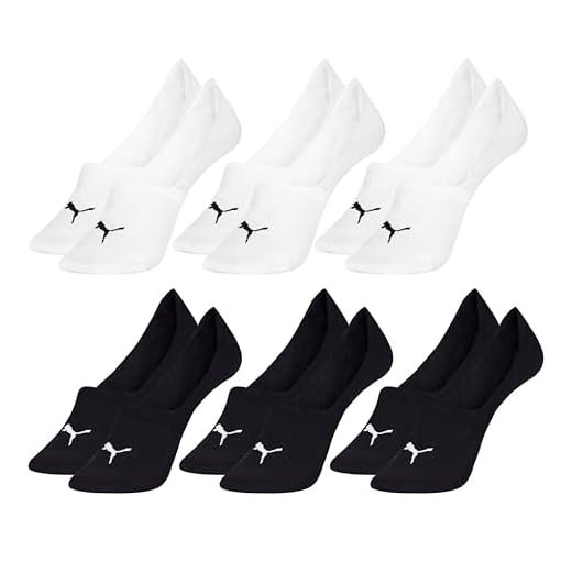 Kit 06 Pares de Meias Esportiva Sapatilha Puma Super Invisível Masculino | 3 Brancas - 3 Pretas| 39-42