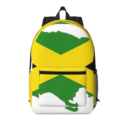 Sac à dos d'école léger noir avec poche à motif drapeau Jamaïque EdWal