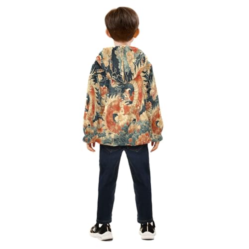 Design with Dragon Toddler Fleece Jacket Girl Boys Hooded Fleece Jacket Coat Warm Outwear Zip-up 3-10T4