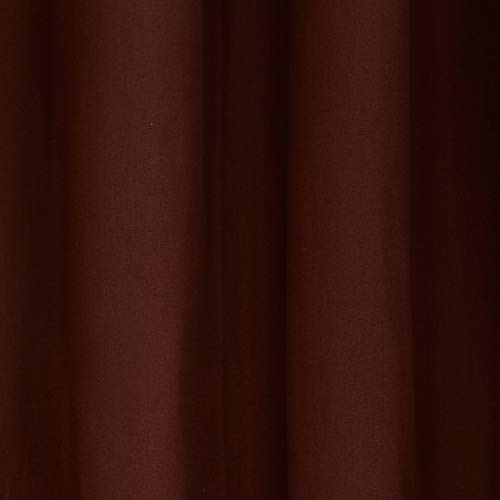 Image of Swayam Blackout Cotton Casement Window Curtain for Living Room & Bedroom | 5 Feet | Room Darkening Curtain with Eyelets | Pack of 2 | Solid Design - Brown