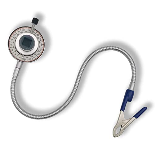 VASTOOLS Torque Angle Gauge,1/2" Drive x 14" Flexible Clip Arm