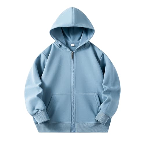 WISREMT Toddler Kids Hooded Zipper Sweatshirt Long Sleeve Solid Color Zip Up Hoodies for Boys and Girls Casual Outwear 2-9T