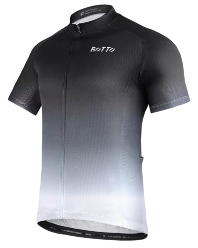 ROTTO Maglia Ciclismo Uomo Magliette Bici Manica Corta Serie di Colori Sfumati