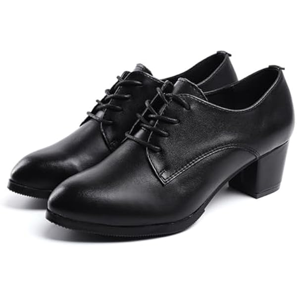 Damskie buty tańca buty do tańca towarzyskiego buty do tańca latynoamerykańskiego szpiczaste noski niski, gruby obcas sznurowane eleganckie buty na wesele