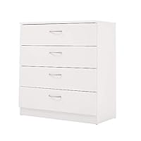 3/4/5 Drawer Cabinet, Chest of Drawers With Metal Handles and Runners Unique Anti-Bowing Drawer Support Bedroom Storage Furniture (White, 4 Drawer)