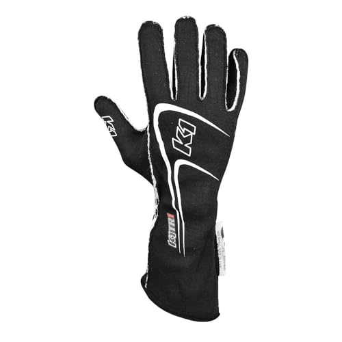 K1 Track 1 Youth Black Nomex® Racing Gloves - SFI 3.3/5 - 2XS