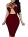 TOB Women's Sexy Sleeveless Criss Cross Lace up Bodycon Club Midi Dress Wine Red