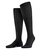 FALKE Men's Airport Knee-High Socks, Breathable, Merino Wool Cotton, Light Formal Socks, Work or Leisure Clothing, Black (Black 3000), 9.5-10.5, 1 Pair