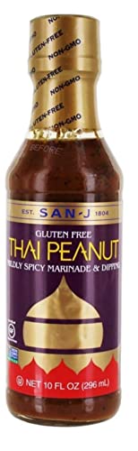 Spice Of Life San-J Gluten Free Stir-Fry & Marinade Sauces, Teriyaki, Orange Sauce, Szechuan, And Thai Peanut - With Make Your Day 4-In-1 Measuring Spoon, 10 Fl Oz, Pack Of 4 #TOP4