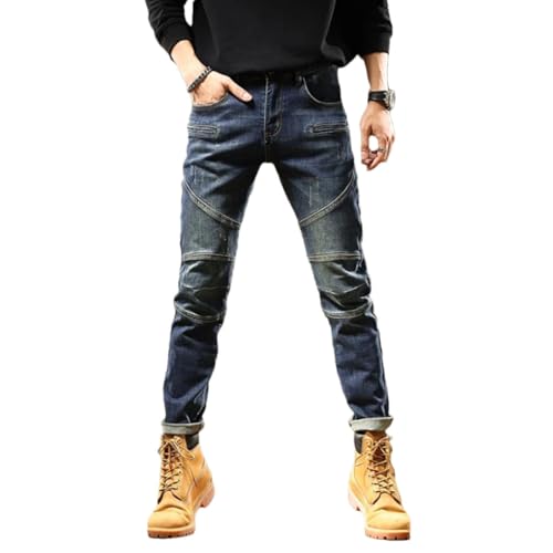 Men's Zippered Slim Straight Jeans Classic Slim Jeans