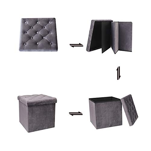 Bonlife Pouf Contenitore Velluto Poggiapiedi