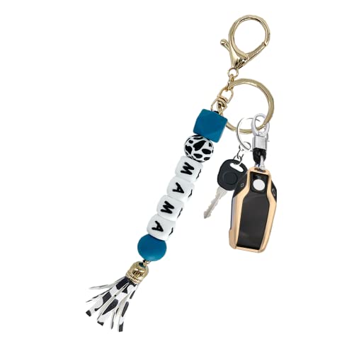 Pakaseboxes Mama Silicone Beaded Keychain, Cute Car Keys Accessories With Key Ring, Gifts For Mom At Birthday & Mother’s Day (Mama-Cow-Dark Green) #TOP5