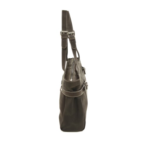 Piel Leather Belted Computer Tote, Chocolate, One Size #TOP3