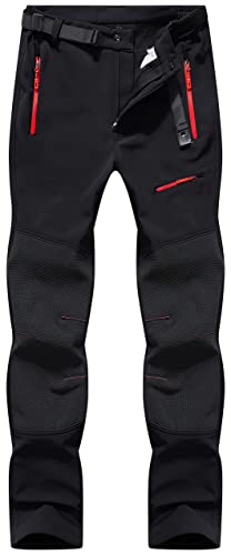 BenBoy Herren Wanderhose Wasserdicht Softshellhose Outdoorhose Winddicht Warm Gefüttert Skihose Snowboardhose Winter Trekkinghose,KZ41037M-Black-M