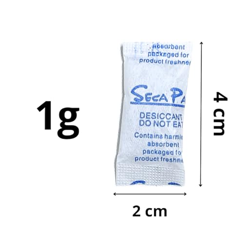 Sílica Gel – 100 Sache/Pacote de 1g – Desumidificador, Dessecante, Antimofo, Desidratante, Anti Umid
