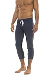 Mens 3/4 or 4/5 Length Zipper Pocket Capri Yoga Pant (Small, Royal w/Charcoal & Black)