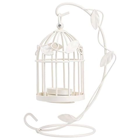 Fdit Iron Cage Candle Holder with Leaves Cover
