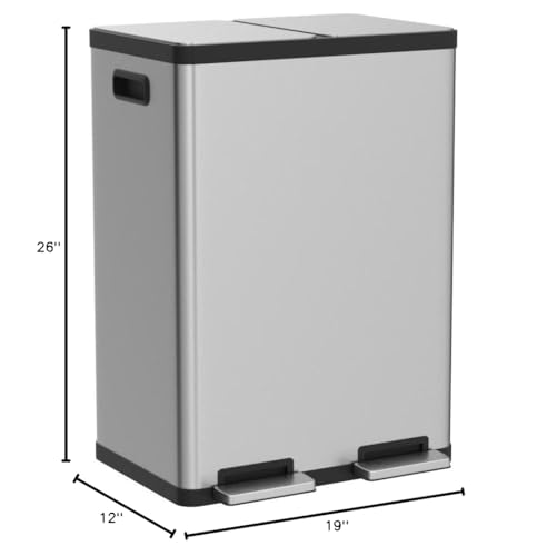 Simpli-Magic 79513 60 Liter / 16 Gallon Rectangular Hands-Free Dual Compartment Recycling Kitchen Step Trash Can thumb #7