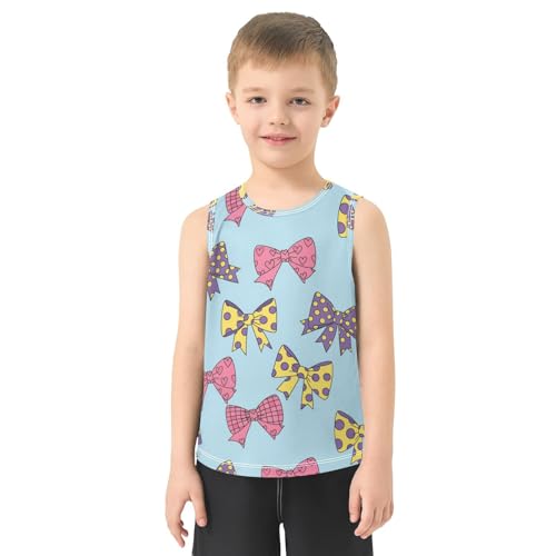 J JOYSAY Cartoon Polka Dots Bows Boys Tank Top Sleeveless Muscle Shirts Quick Dry Workout Sport Active Kids T-Shirts 3-15T2