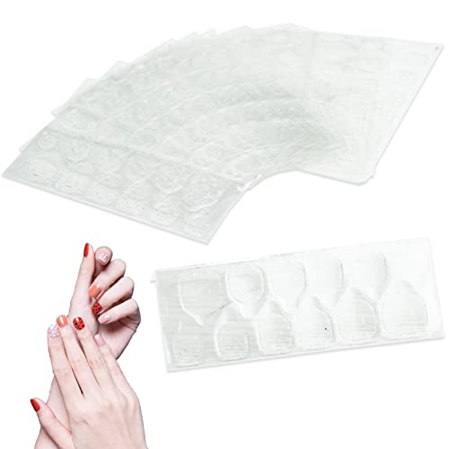10 Hojas / 240 Piezas Adhesivo de Pegamento Para Uñas, Adhesivo de Gelatina Impermeable y Transpirable Adhesivo para uñas Postizas