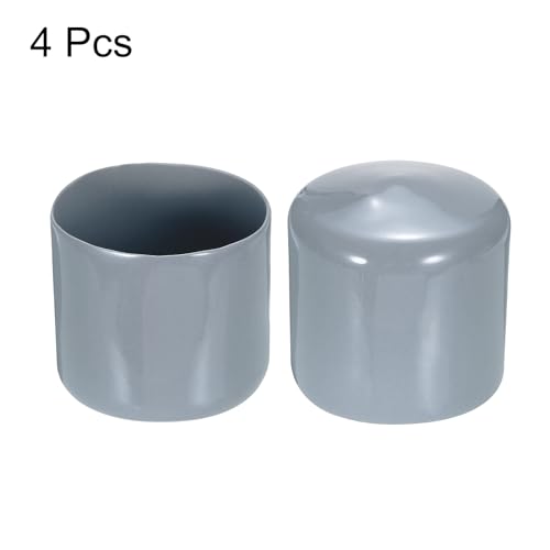 Image of uxcell 4pcs Rubber End Caps 45mm ID Vinyl Round Tube Bolt Cap Cover Screw Thread Protectors Grey, 40mm Height