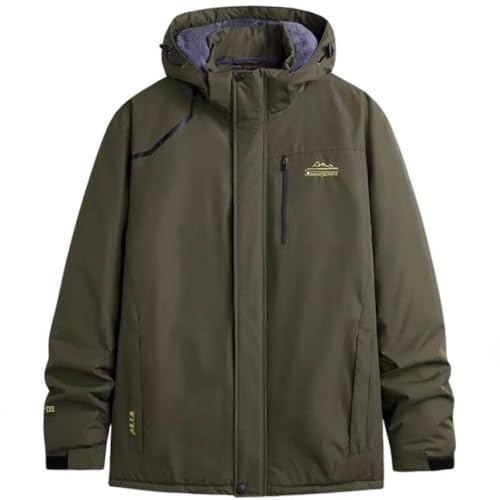 Koyojpoe Chaqueta De Algodón Engrosada Con Forro Polar De Talla Grande Para Hombre, Chaqueta Cálida Para Hombre, Cortavientos Impermeable Para Exteriores.,Verde Militar,6xl