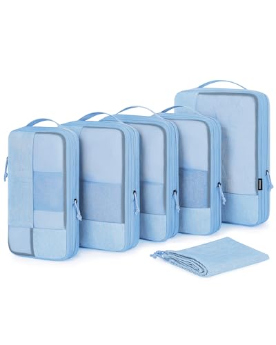 BAGSMART Compression Packing Cubes 6-Pack Travel Organizer