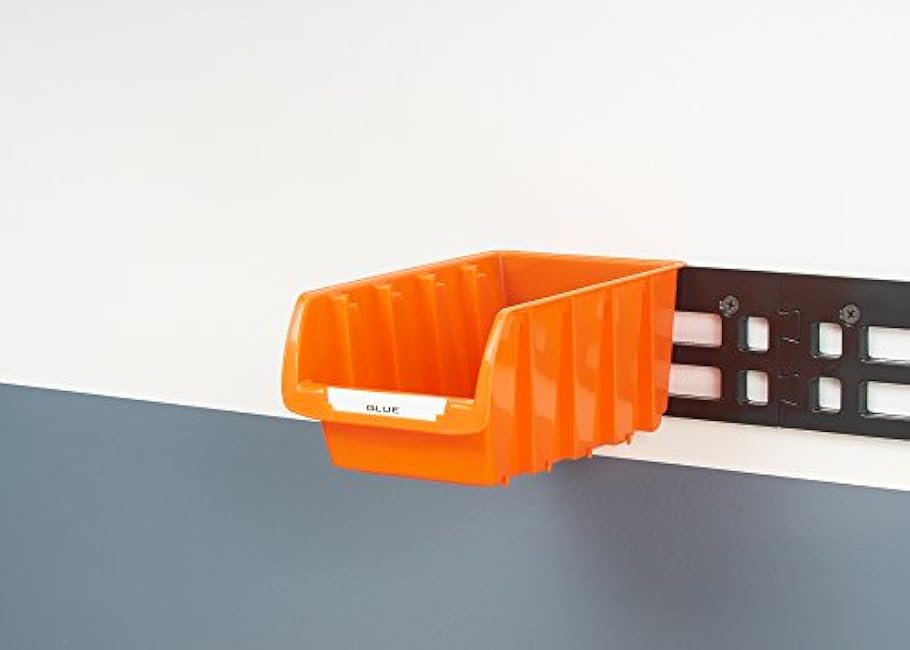 TRINITY Small Bin Pack with Interlocking Rails and Labels, Stackable or Wall Mountable, 2 Lb Weight Capacity, 6.5 x 4.1 x 3, Orange, 12 Pack