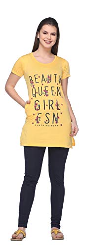 Image of In Love Women's Printed Cotton Plus Size Longline T-Shirt Half Sleeve with Pockets Pack of 2