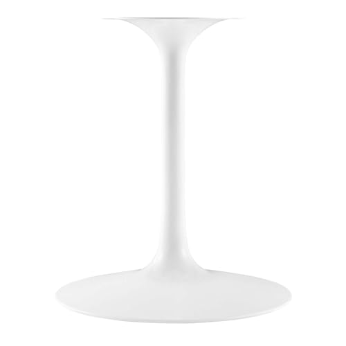 Image of Modway Lippa 48 inch Round Artificial Dining Table with Tapered, Metal Base, White Travertine
