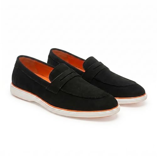 Image of HAYES LONDON Italian Suede Leather Loafers for Men | Casual Slip-On Shoes | Breathable & Lightweight Summer Wear | Comfortable Walking Shoes