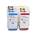6Pack Refillable Ink Cartridges Compatible with Designjet T620 T770 T790 T795 T1120 T1200 T1300 T2300 Printers with ARC Chip