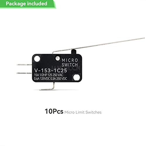 Jandeccn V-153-1C25 10Pcs Lead Limit Switch Long Straight Hinge Lever, Spdt 1No 1Nc Snap Action Micro Switch V-153-1C25 thumb #5