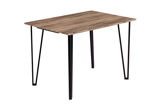 GOLDFAN Rectangle Dining Table Wooden Kitchen Table with Metal Legs for Dining Room, Industrial Style, 110 x 75 x 75 cm (Brown and black)
