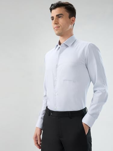 Image of Park Avenue Men Modern Slim Fit Solid Pattern Cotton Polyester Blend Semicutaway Collar Full Sleeve Formal Shirt