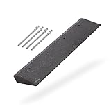 bepco Rampa para bordillos de Fibras de Goma – Rampa de umbral de Puerta con Arandelas integradas en la rampa para su fijación + Set de fijación (6 x 100 x 25 cm)