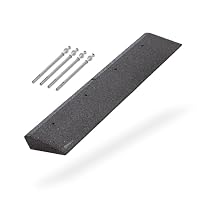 bepco Bordsteinkanten-Rampe aus Gummifasern - Auffahrrampe - Türschwellenrampe mit eingelagerten Unterlegscheiben zum anschrauben + Befestigungs-Set (6 x 100 x 25 cm) – Ansicht 1