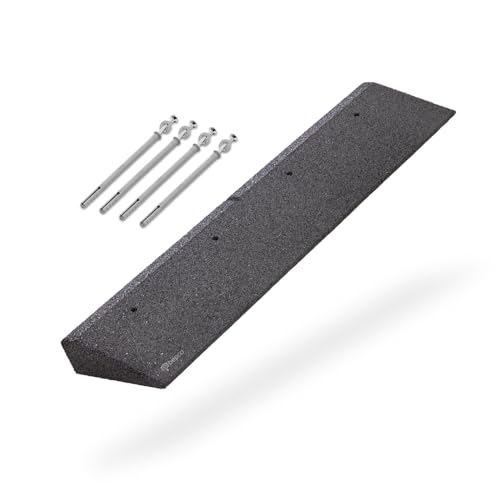bepco Rampe de Trottoir + kit de Fixation, L x l x H : 100 x 25 x 6 cm, en Caoutchouc (Noir), avec rondelles intégrées à la Rampe pour la Fixation