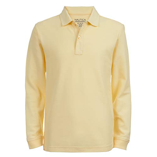 Nautica Little Boys School Uniform Long Sleeve Polo, Light Yellow, Medium - 5