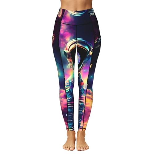 Mallas de galaxia con bolsillos TTYDOKLA, pantalones elásticos contra el clima de mujer 2