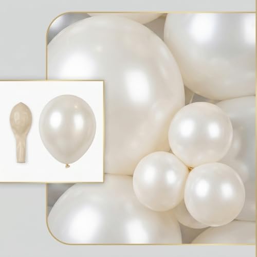 Image of 114pcs Pearl White Balloons Different Sizes, 18 12 10 5 inch Pearl Balloons Garland Arch kit for Bridal Baby Shower Engagement Wedding Birthday Valentine's Party Decorations