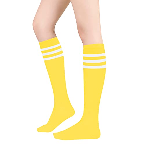 Image of DOOVID Casual Knee High Socks for Women Tube Socks Elasticity Athletic Socks Thin Stripe Knee High Stockings