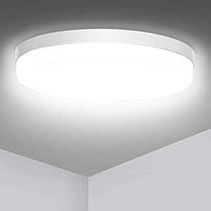 Plafonnier Led 36W, Ouyulong Plafonnier Led Cuisine, 4300LM 4000K Blanc Naturel Étanche IP56, Ø23* 4cm Plafonnier Etanche Salle de Bain,Applicable à Chambre Cuisine Balcon Couloir Garage
