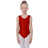 Wildarms Ärmelloser Balletttrikot für Mädchen für Tanz und Gymnastik, Camisole Stil Tanzkleidung mit weichem Stoff, Rot/Ausflug, einfarbig (Getaway Solids), 7-9