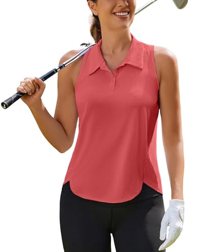 Image of PINSPARK Women's Golf Shirt Racerback UPF 50+ Tennis Tank Top with Collar