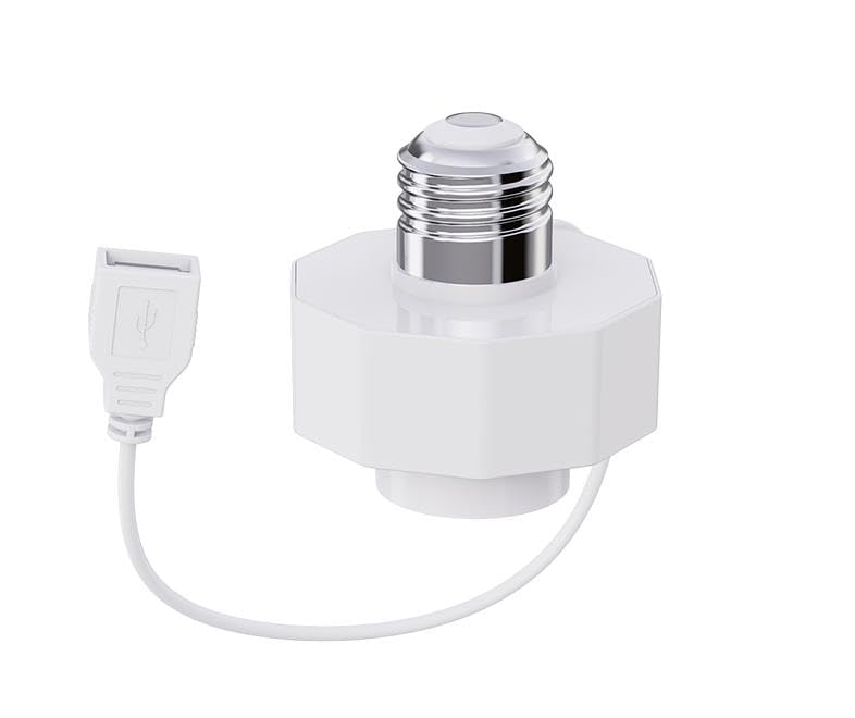 E26 Socket USB Adapter 5V 1.5A, Charger AC110~240V to USB 5V 1.5A for use with Smart Cameras, Battery Cameras, Smart Home Devices, Bluetooth Speakers, GPS, LED Strips, WiFi routers (Pack of 1)