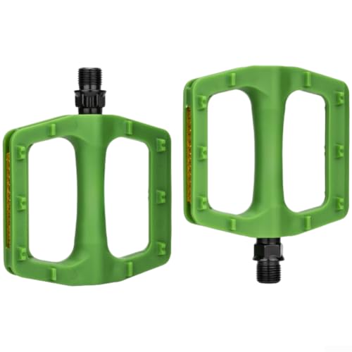 Caswynlife Pedales de bicicleta de nailon ligeros con rodamientos DU y antideslizantes, compatibles con bicicletas plegables de carretera, rosca estándar, 218 g, rojo (verde hierba)